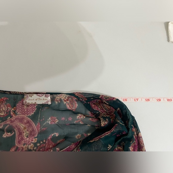 Band Of The Free River Deep Pine Paisley Tie Front Crop Top Small Cottagecore - Picture 6 of 13